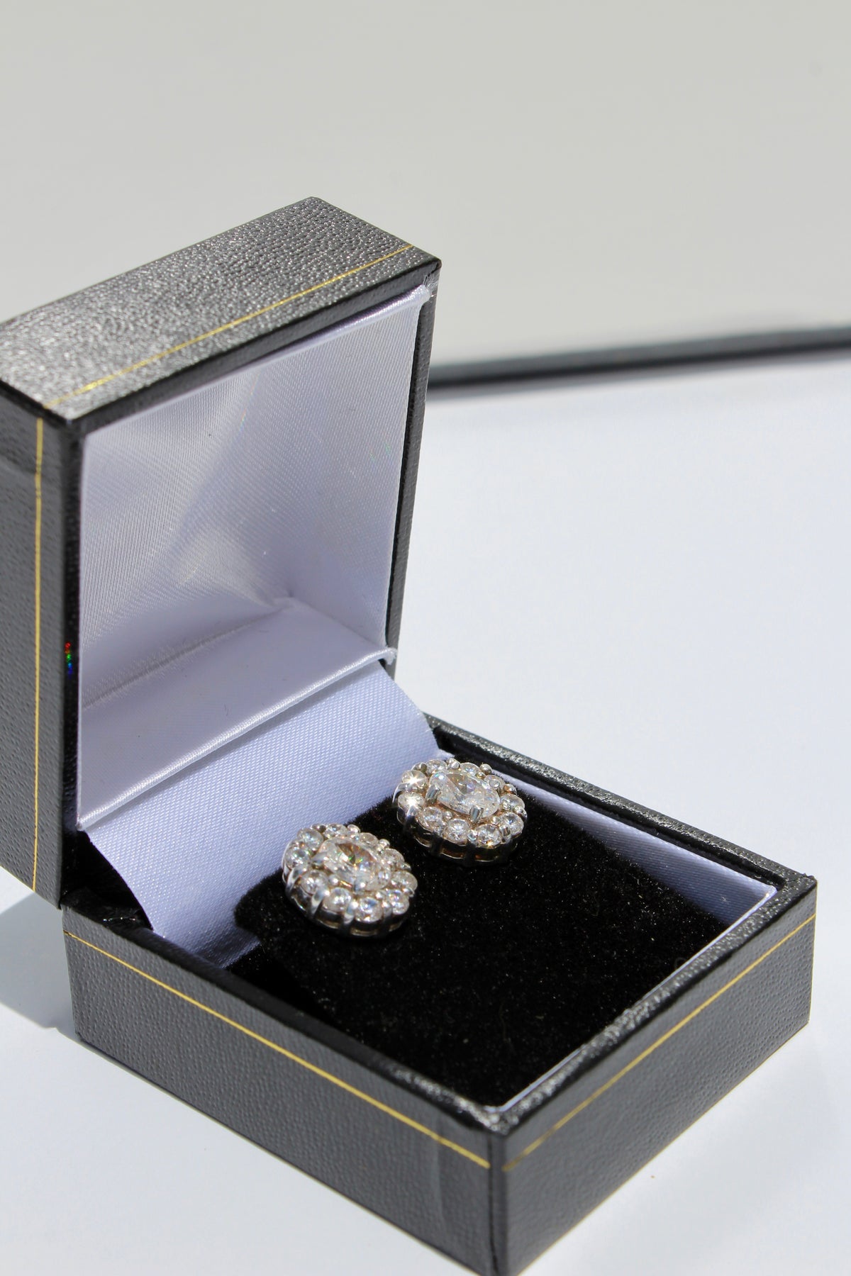 Edwardian Paste Halo Stud Earrings, 3.3 Carats 925 Sterling