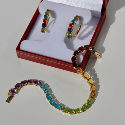 Precious Gemstone ‘Rainbow’ Set, 10 Carats 14K Gold