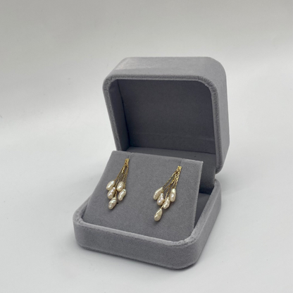 Baroque Pearl Cluster Drop Earrings, 3.75mm 14K Gold