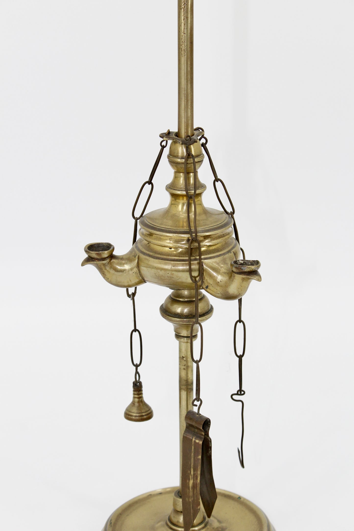 18th Century Solid Brass Triple-Wick Dutch Lucerna (Whale Oil Lamp)