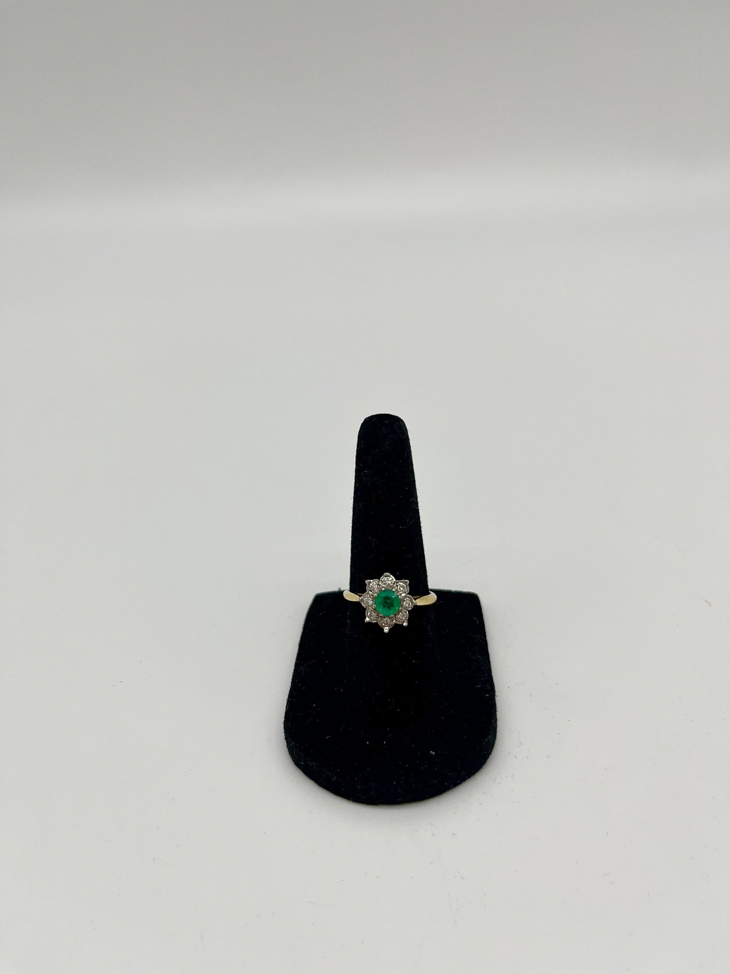 Emerald & Diamond Floral Cocktail Ring, 0.75 CTW 18K Gold/Platinum