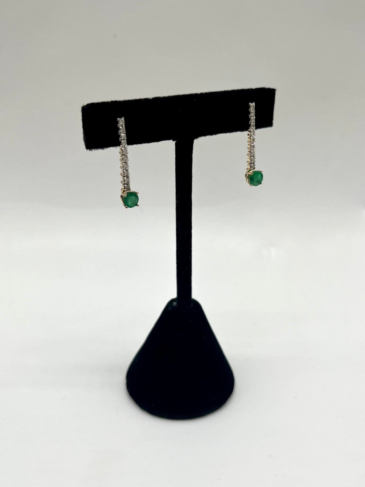 Emerald & Diamond Drop Earrings, 1.01 CTW 14K Gold