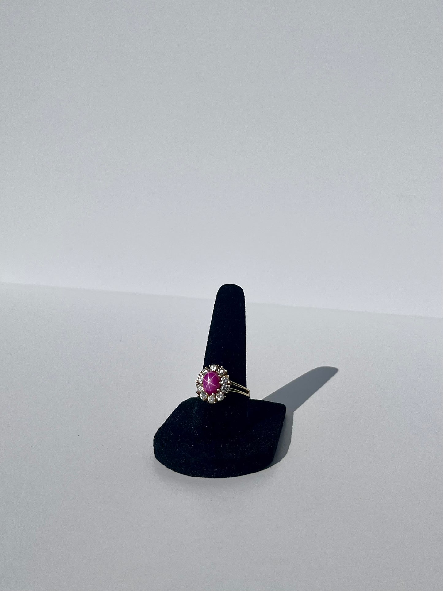 Star Ruby Cabochon & Spinel Ring, 3CTW 14K Gold