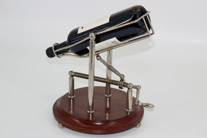 Antique Adjustable Cradle Silver & Wood Wine Decanter- Professionally Restored