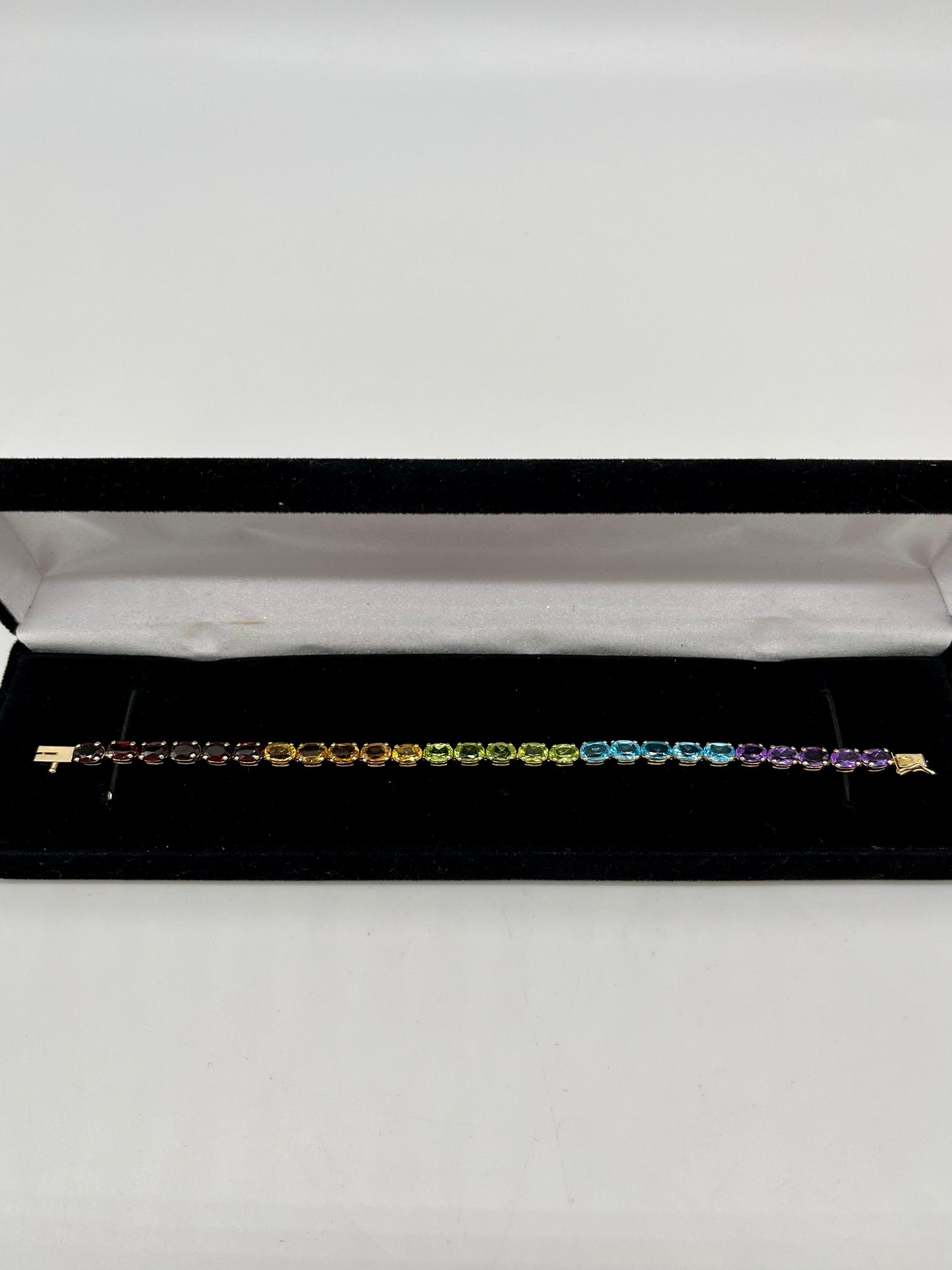 Precious Gemstone 'Rainbow' Tennis Bracelet, 6.75 CTW 14K Gold