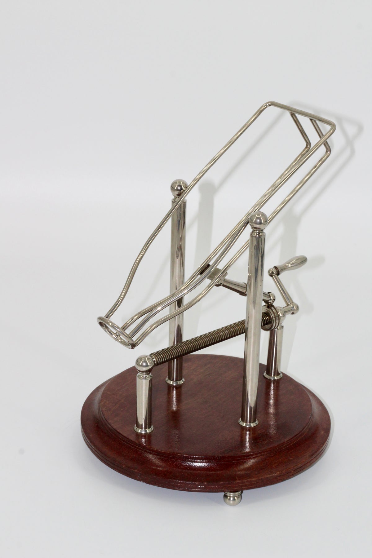Antique Adjustable Cradle Silver & Wood Wine Decanter- Professionally Restored