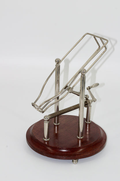 Antique Adjustable Cradle Silver & Wood Wine Decanter- Professionally Restored