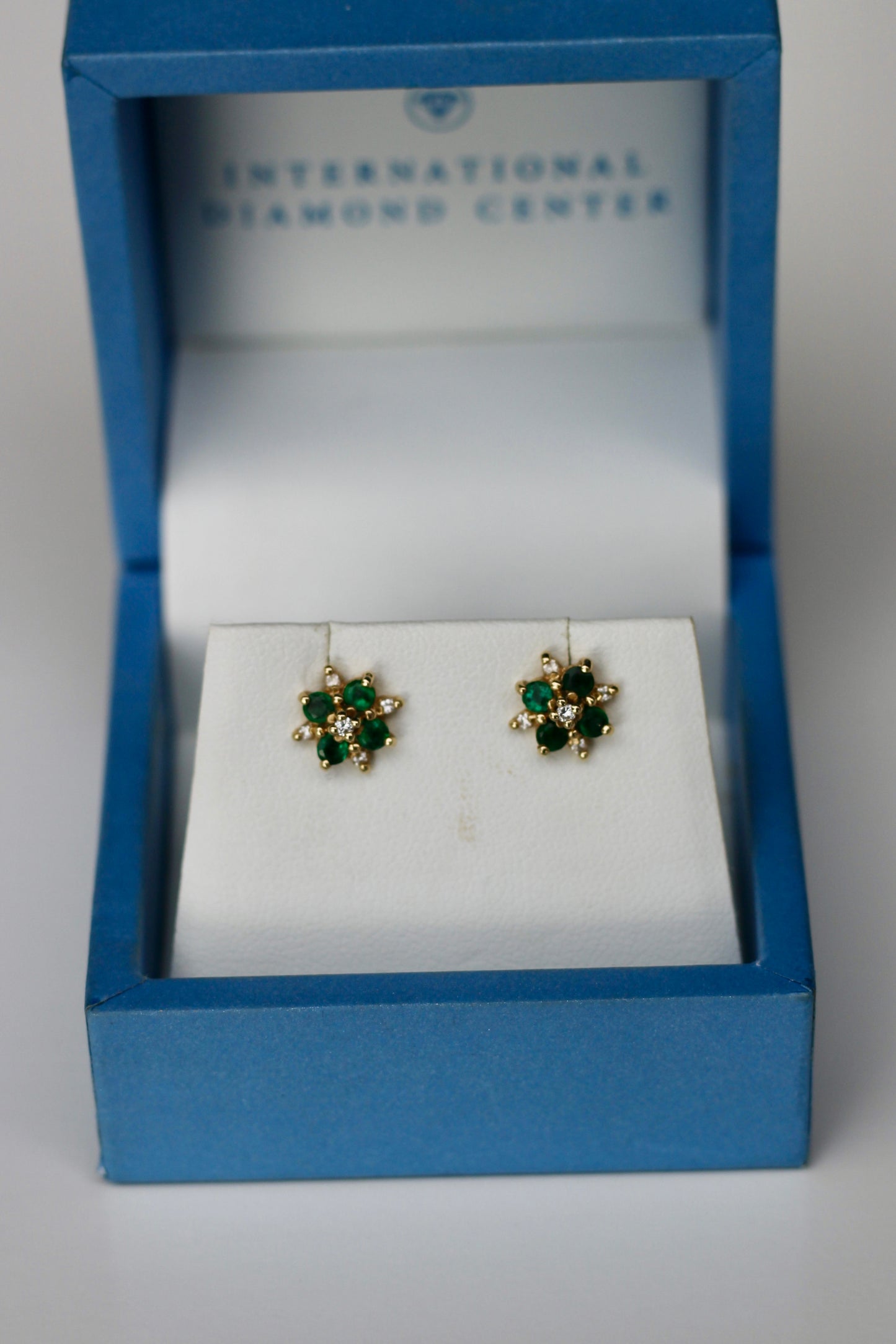 1930's Emerald & Diamond Gold Earrings, 2.29 CTW 18K Gold