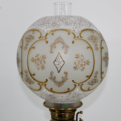 1895 Gilded Crystal Corinthian Banquet Lamp by Edward Miller