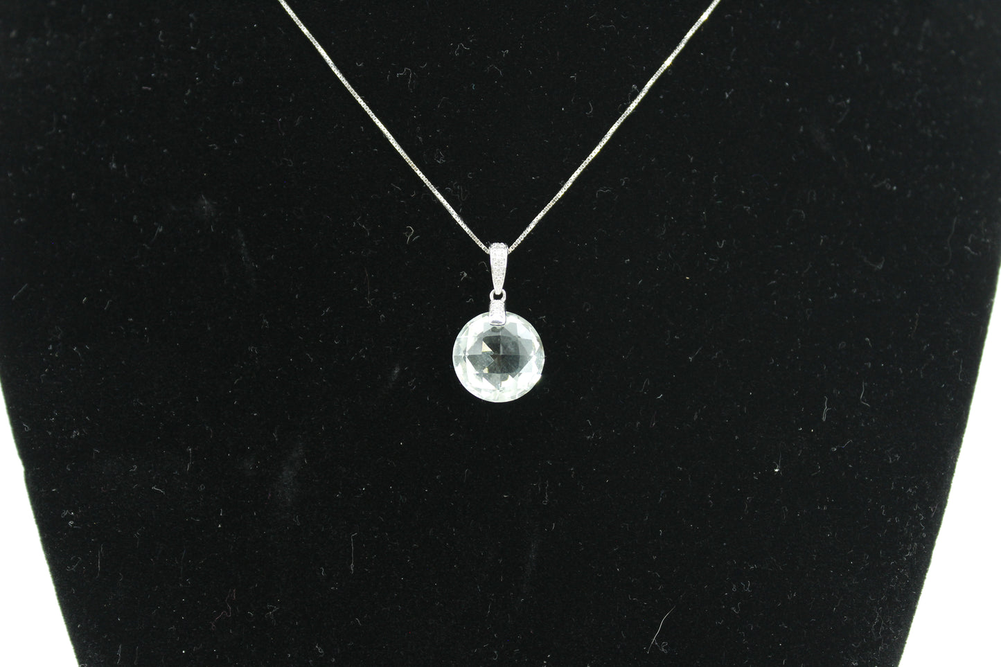 Prasiolite & Diamond Necklace, 7 Carats 14K White Gold