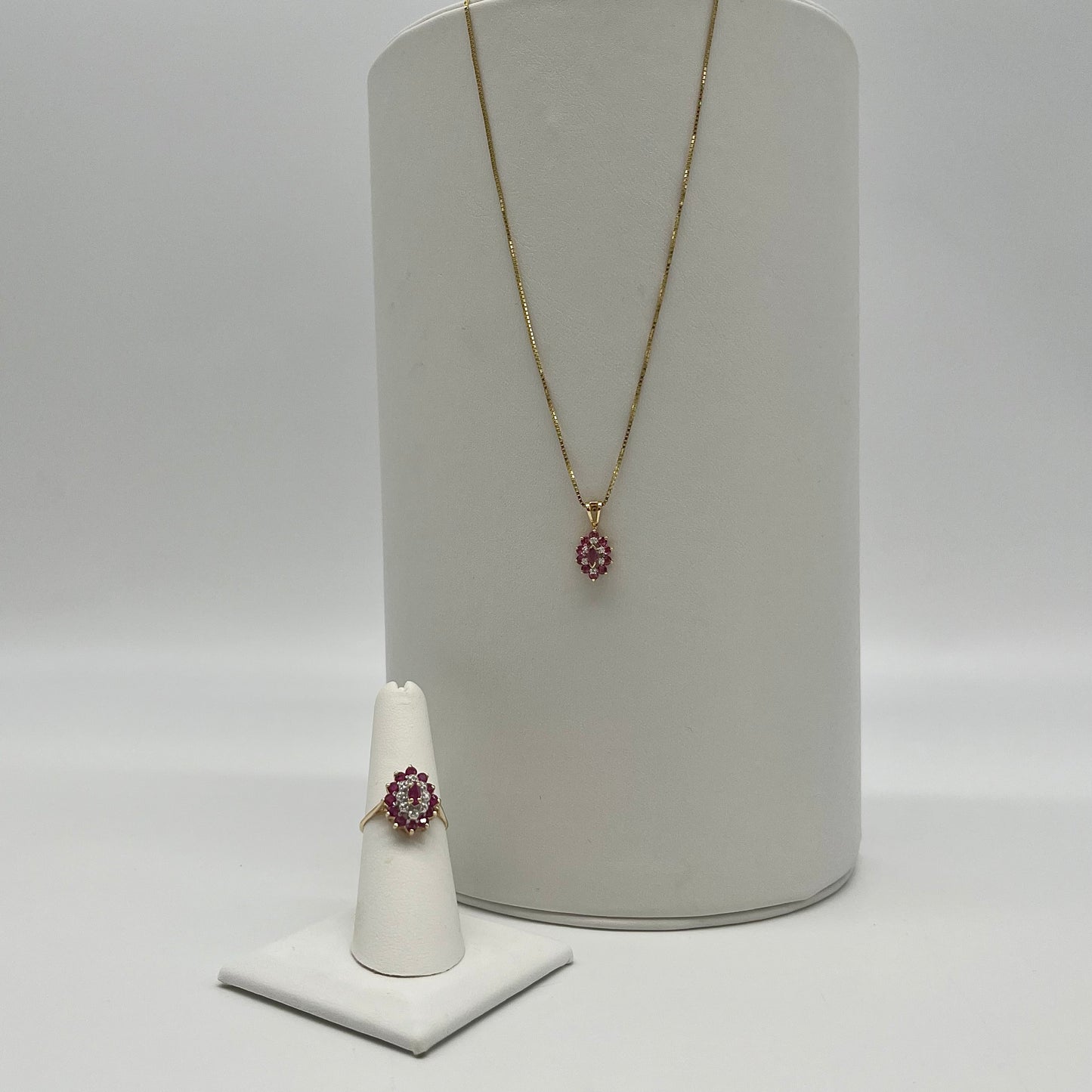 Ruby & Diamond Necklace Ring Set, 2.4 CTW 14K Gold