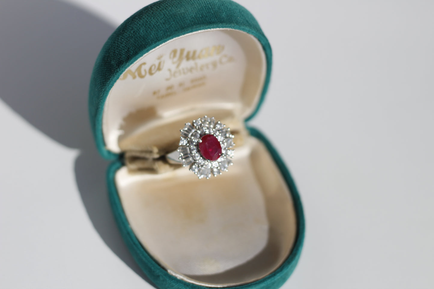 Burma Ruby & White Sapphire Cocktail Ring, 3.79 CTW 10K White Gold