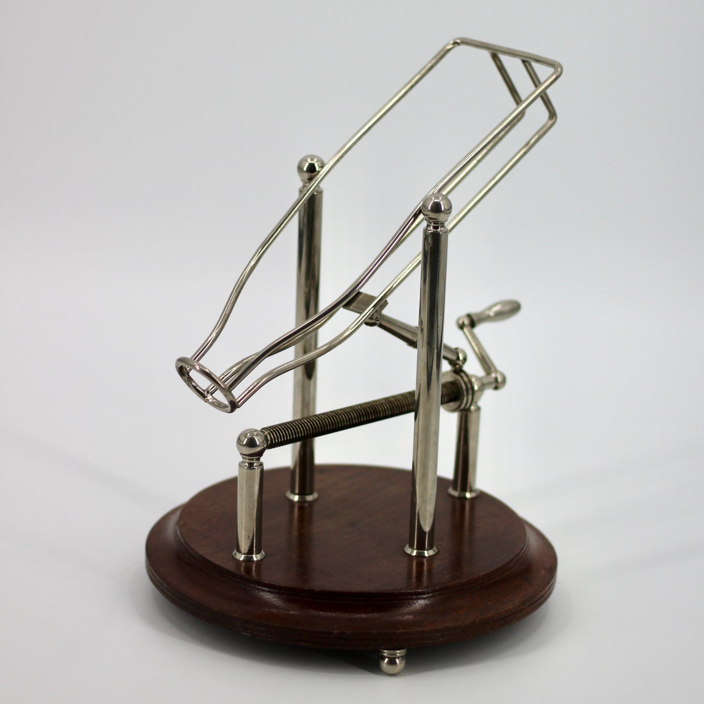 Antique Adjustable Cradle Silver & Wood Wine Decanter- Professionally Restored