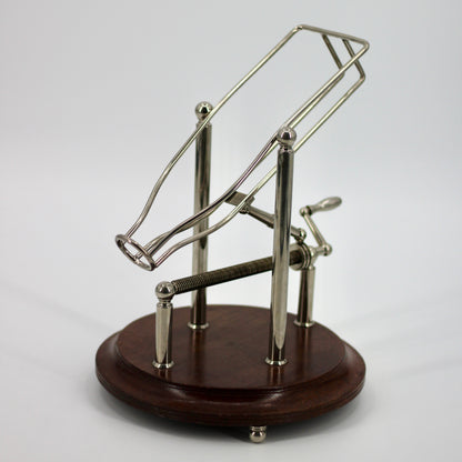 Antique Adjustable Cradle Silver & Wood Wine Decanter- Professionally Restored