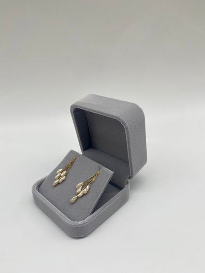 Baroque Pearl Cluster Drop Earrings, 3.75mm 14K Gold