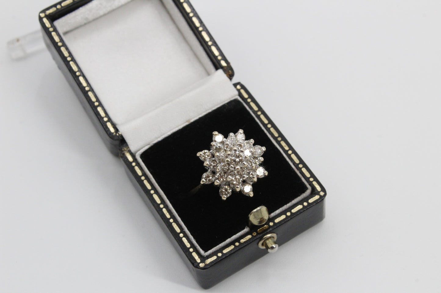 1940's Brutalist Diamond Cluster Ring, 2.82 Carats 14K Gold