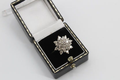 1940's Brutalist Diamond Cluster Ring, 2.82 Carats 14K Gold