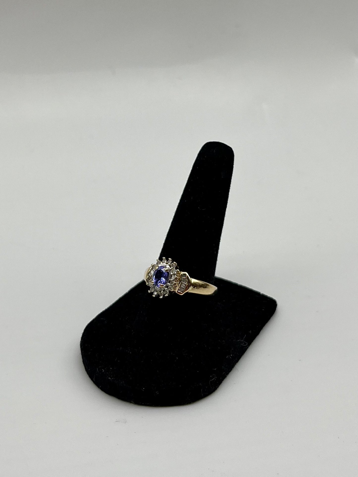 Antique Tanzanite & Diamond Ring, 1 CTW 10K Gold