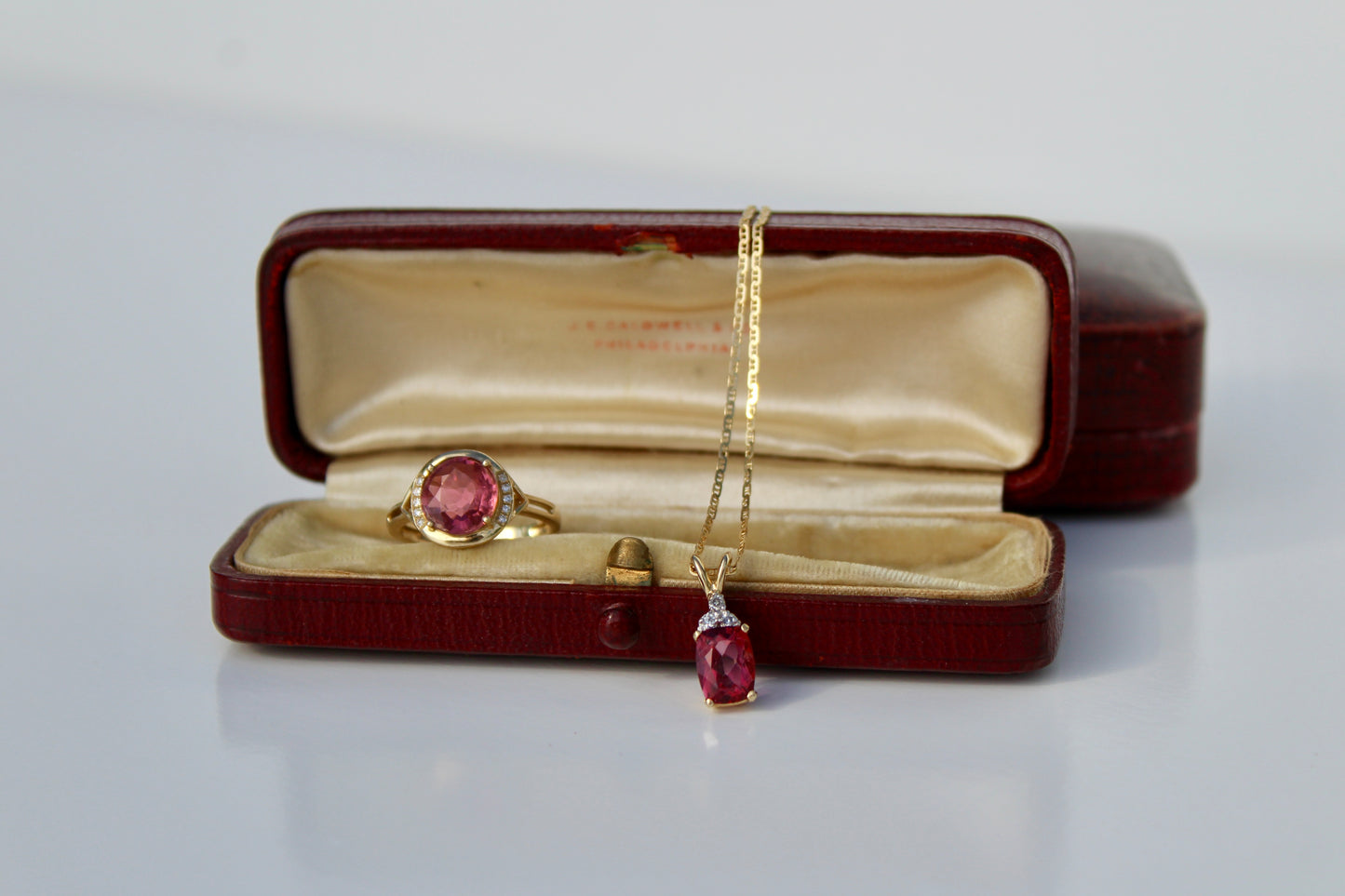 Pink Tourmaline & Diamond Set, 3.55 Carats 14K Gold