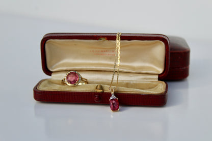 Pink Tourmaline & Diamond Set, 3.55 Carats 14K Gold