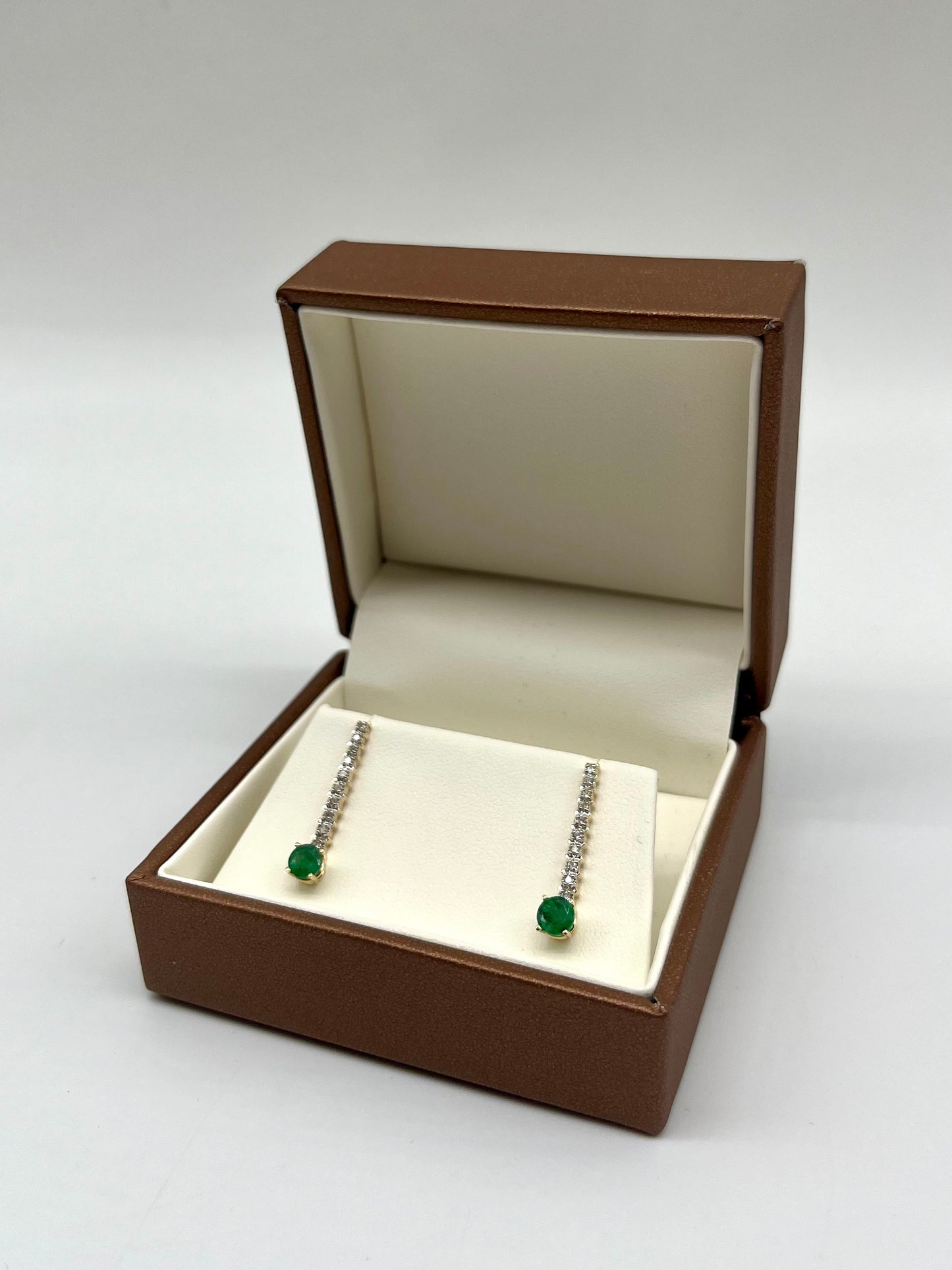 Emerald & Diamond Drop Earrings, 1.01 CTW 14K Gold