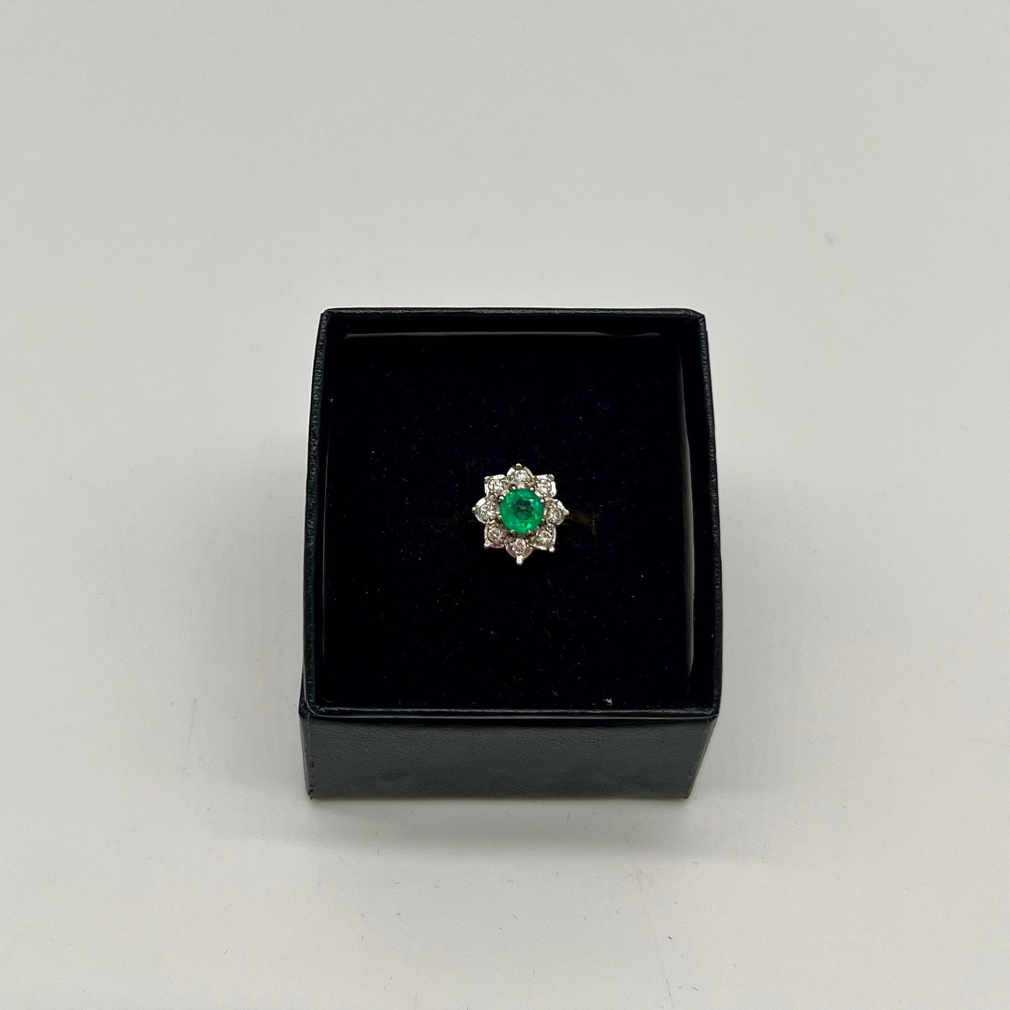 Emerald & Diamond Floral Cocktail Ring, 0.75 CTW 18K Gold/Platinum