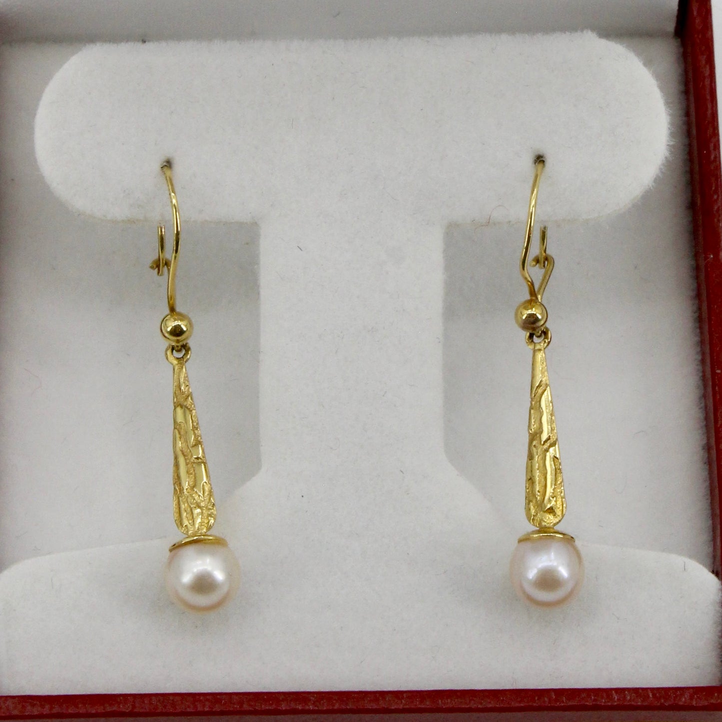 Antique Floral-Filigree Pearl Drop Earrings, 9K Gold