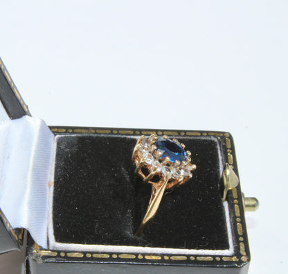 Cobalt Blue & White Spinel Halo Ring, 1.55 Carats 9K Gold