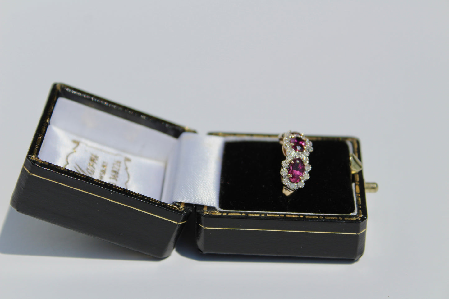 Rhodolite & Diamond Trilogy Halo Ring, 1.98 Carats 14K Two-Toned Gold