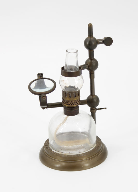 Antique Bockett Microscope Oil Lamp by Collin's London