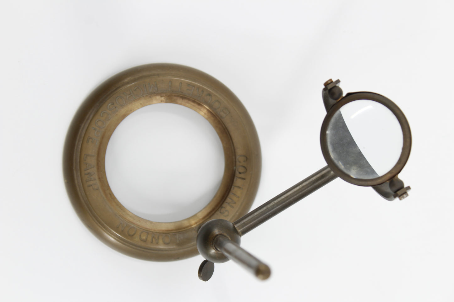 Antique Bockett Microscope Oil Lamp by Collin's London