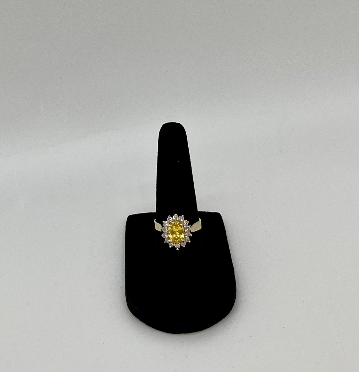 Yellow Citrine & White Topaz Ring, 2 CTW 10K Gold