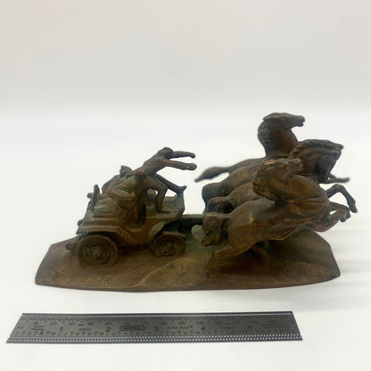 Statuette soviétique en bronze « Légendaire Tachanka »