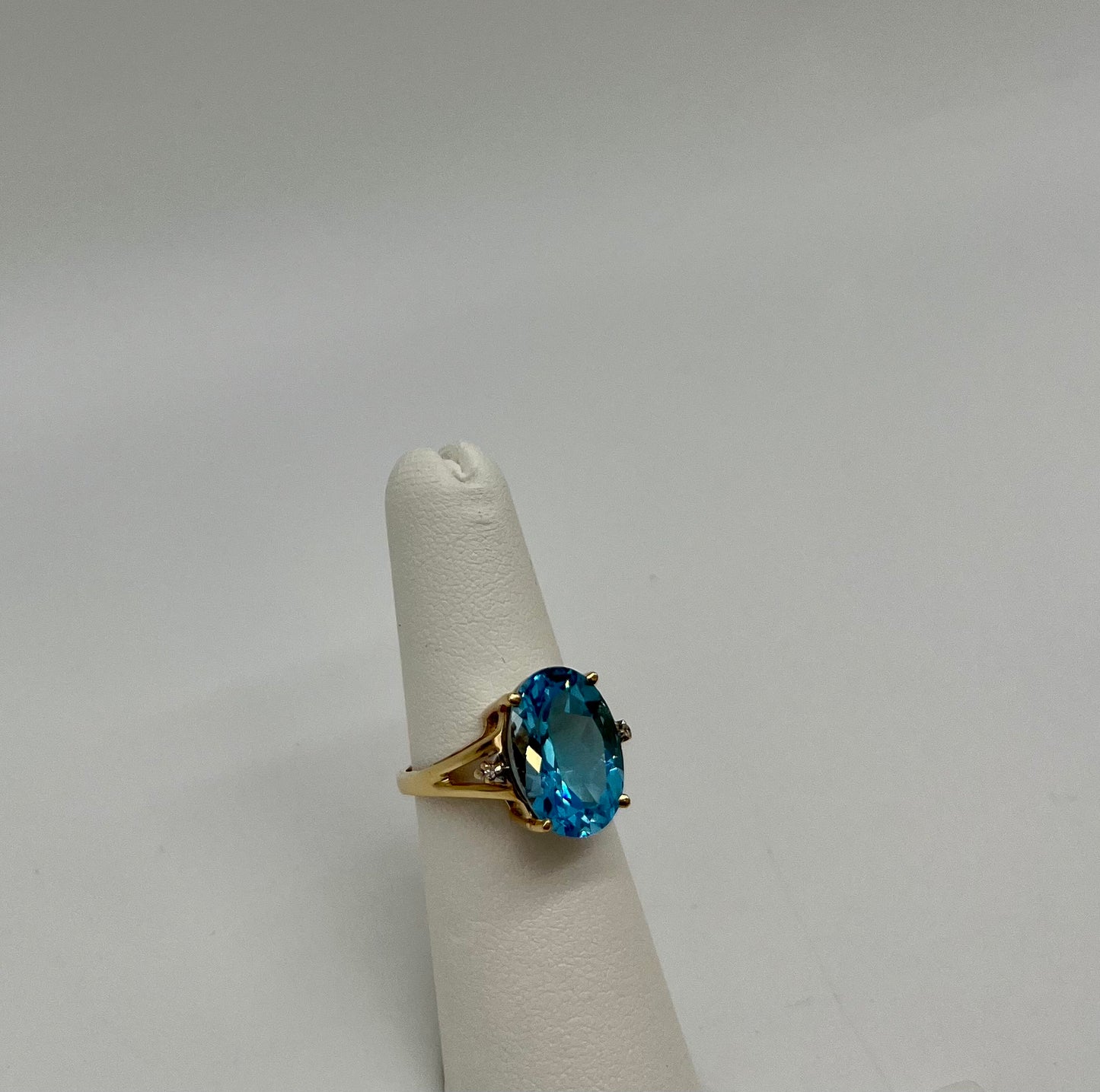 Blue Topaz & Diamond Cocktail Ring, 7.1 CTW 14K Gold