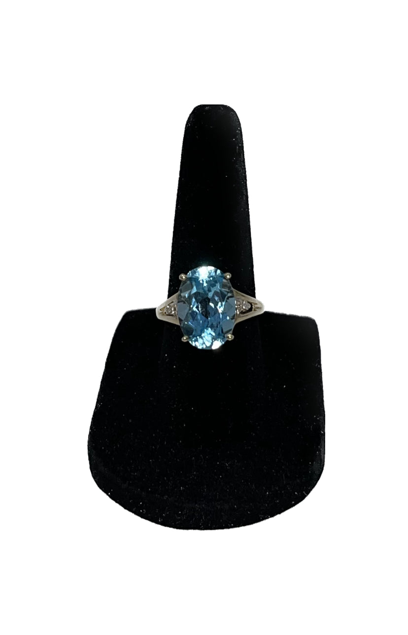 Blue Topaz & Diamond Cocktail Ring, 7.1 CTW 14K Gold