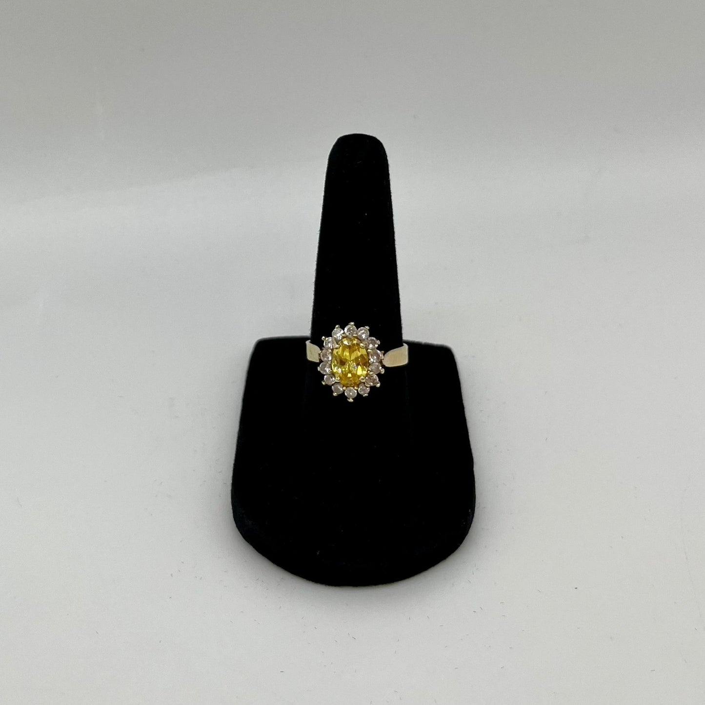 Yellow Citrine & White Topaz Ring, 2 CTW 10K Gold