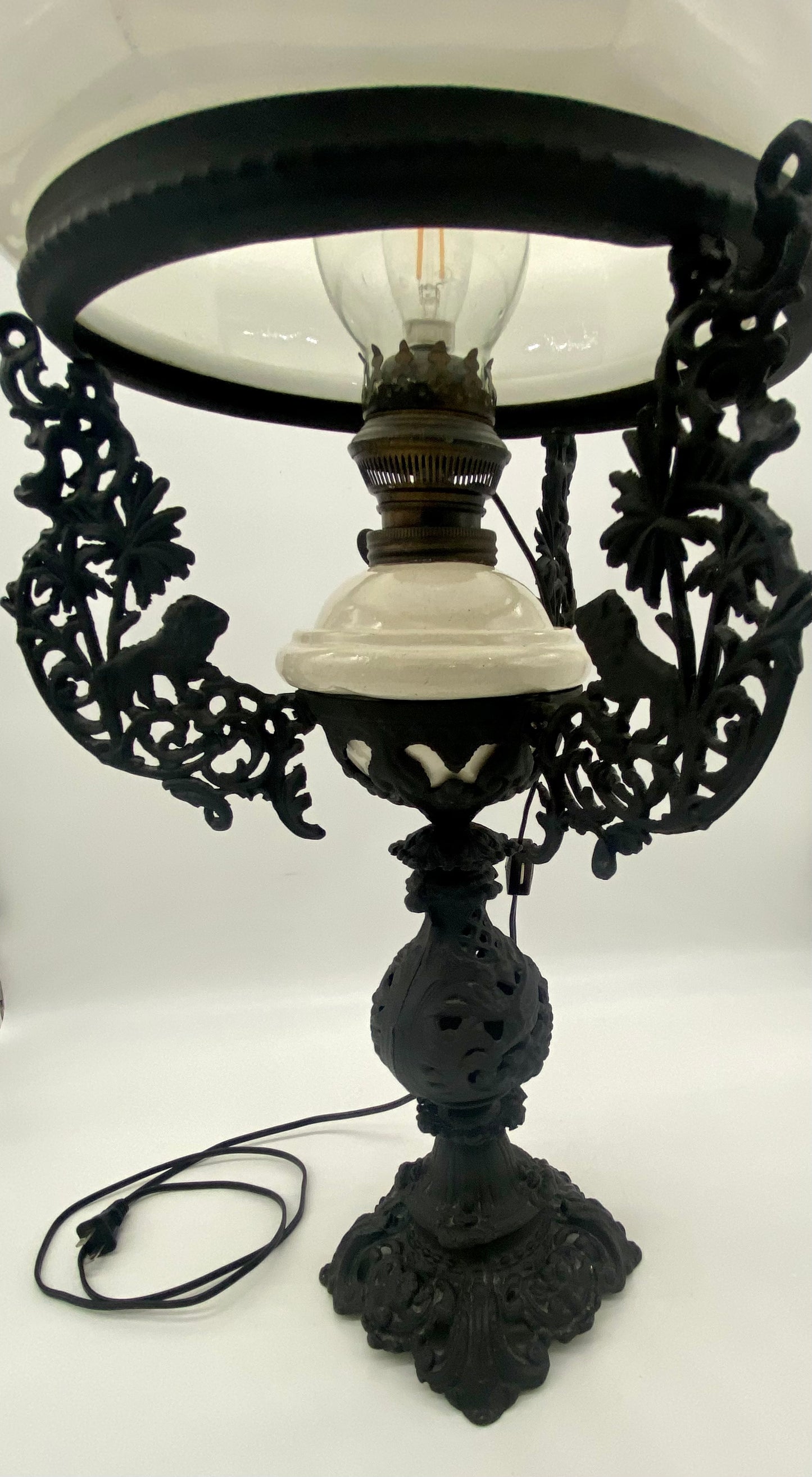 Cast Iron Victorian Reproduction Student Lamp- Electrified