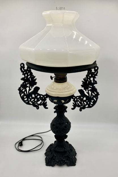 Lampe d'étudiant en fonte de style victorien - Électrifiée