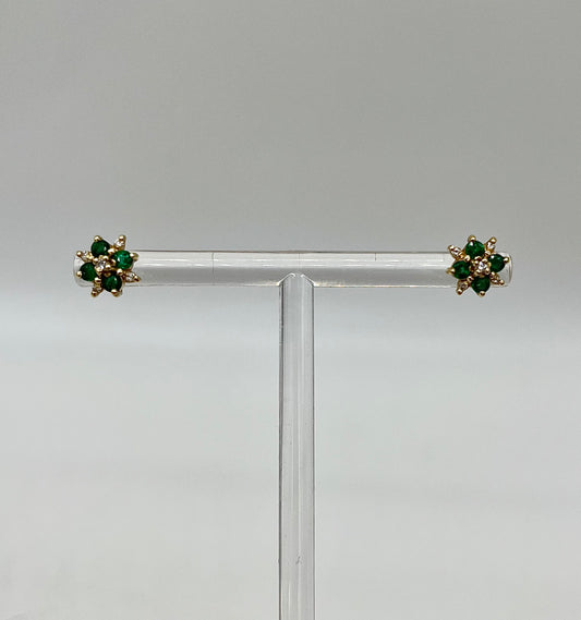 1930's Emerald & Diamond Gold Earrings, 2.29 CTW 18K Gold