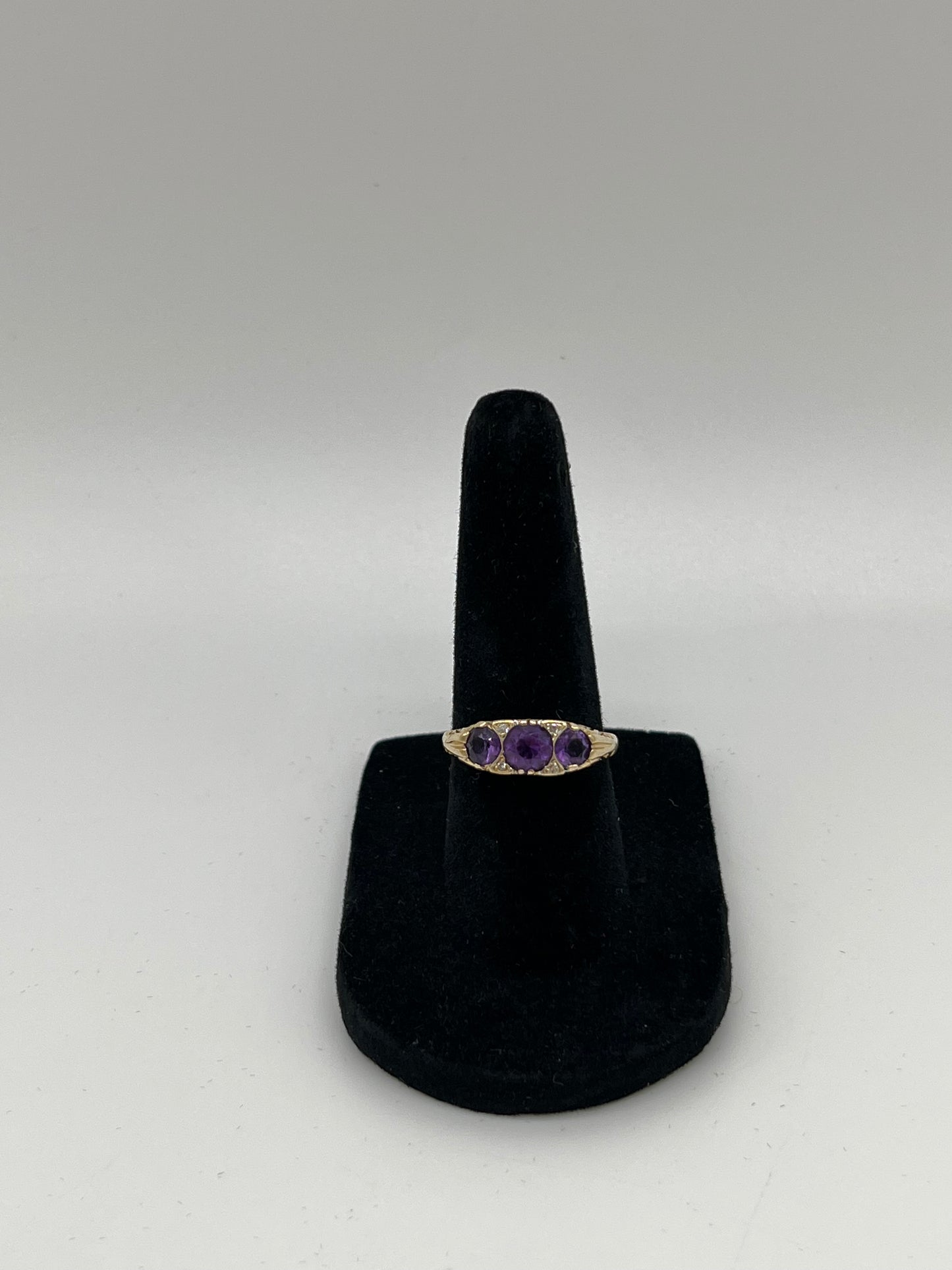 Bague en or 14 carats avec améthyste et diamants, 1 ct