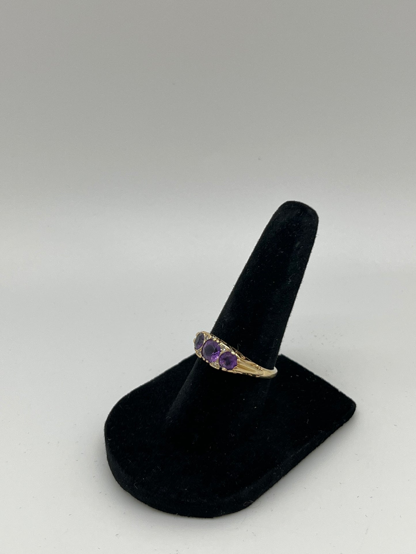 Bague en or 14 carats avec améthyste et diamants, 1 ct