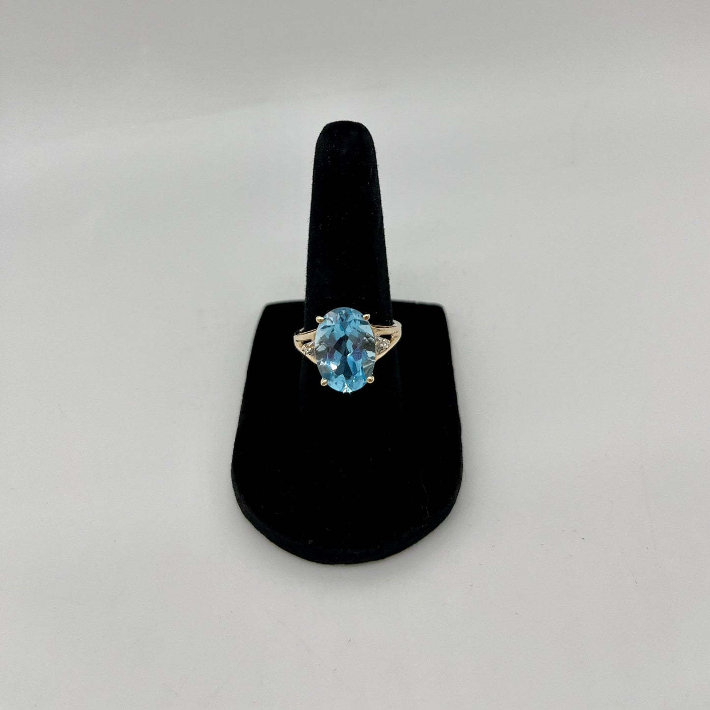 Blue Topaz & Diamond Cocktail Ring, 7.1 CTW 14K Gold