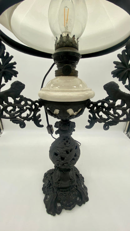 Lampe d'étudiant en fonte de style victorien - Électrifiée